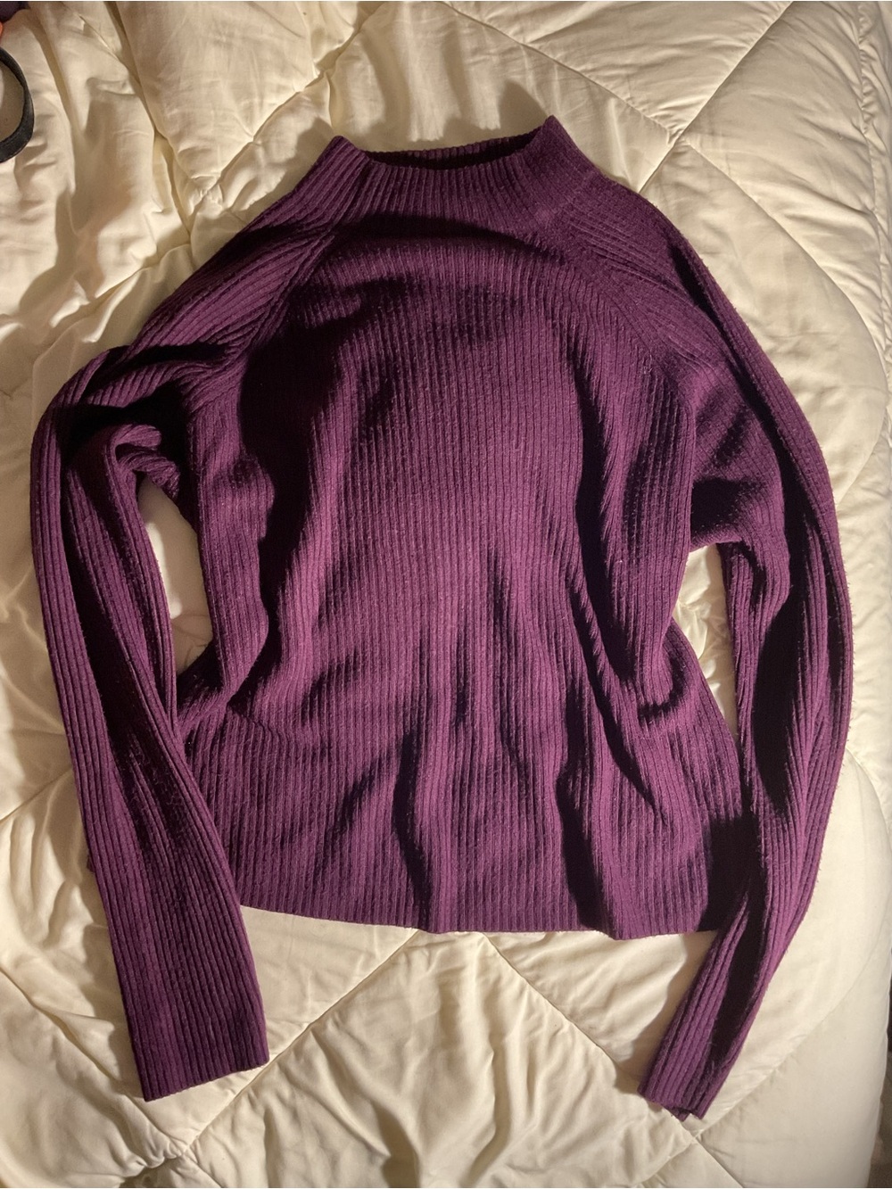 Women’s Ribbed Mock Neck Sweater - Purple/ Turtle Neck
